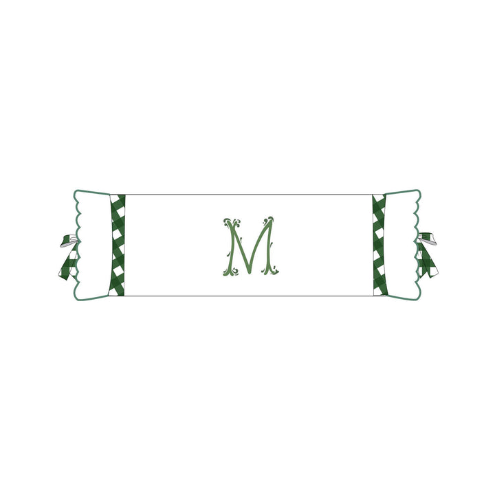 Seferî Flower Garden Bolster Cushion Cover with Monogram Embroidery - Green
