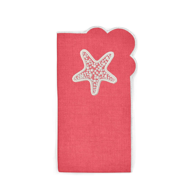 Seferî Embroidered Napkin - Under the Sea - Coral - Set of 4