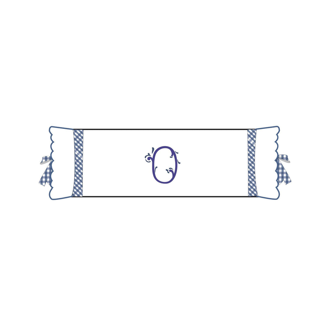 Seferî Flower Garden Bolster Cushion Cover with Monogram Embroidery - Blue