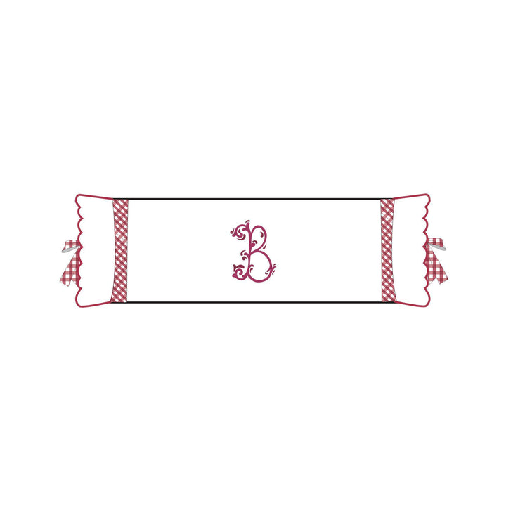 Seferî Flower Garden Bolster Cushion Cover with Monogram Embroidery - Pink