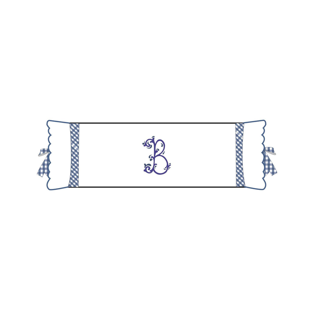 Seferî Flower Garden Bolster Cushion Cover with Monogram Embroidery - Blue