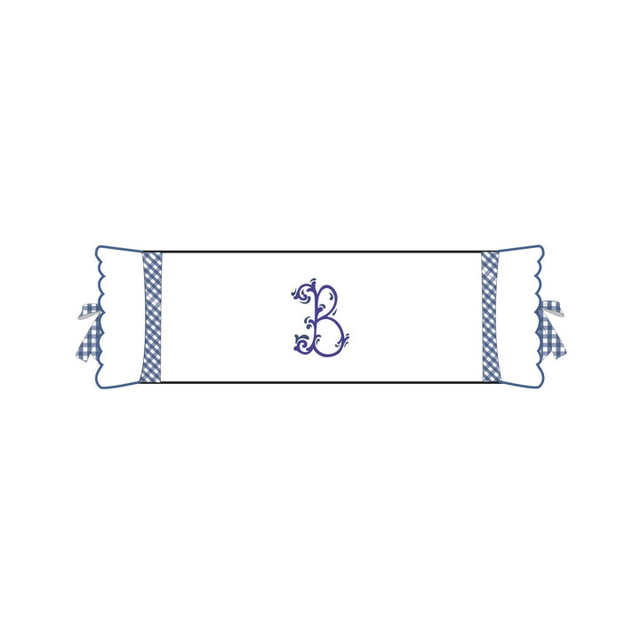 Seferî Flower Garden Bolster Cushion Cover with Monogram Embroidery - Blue