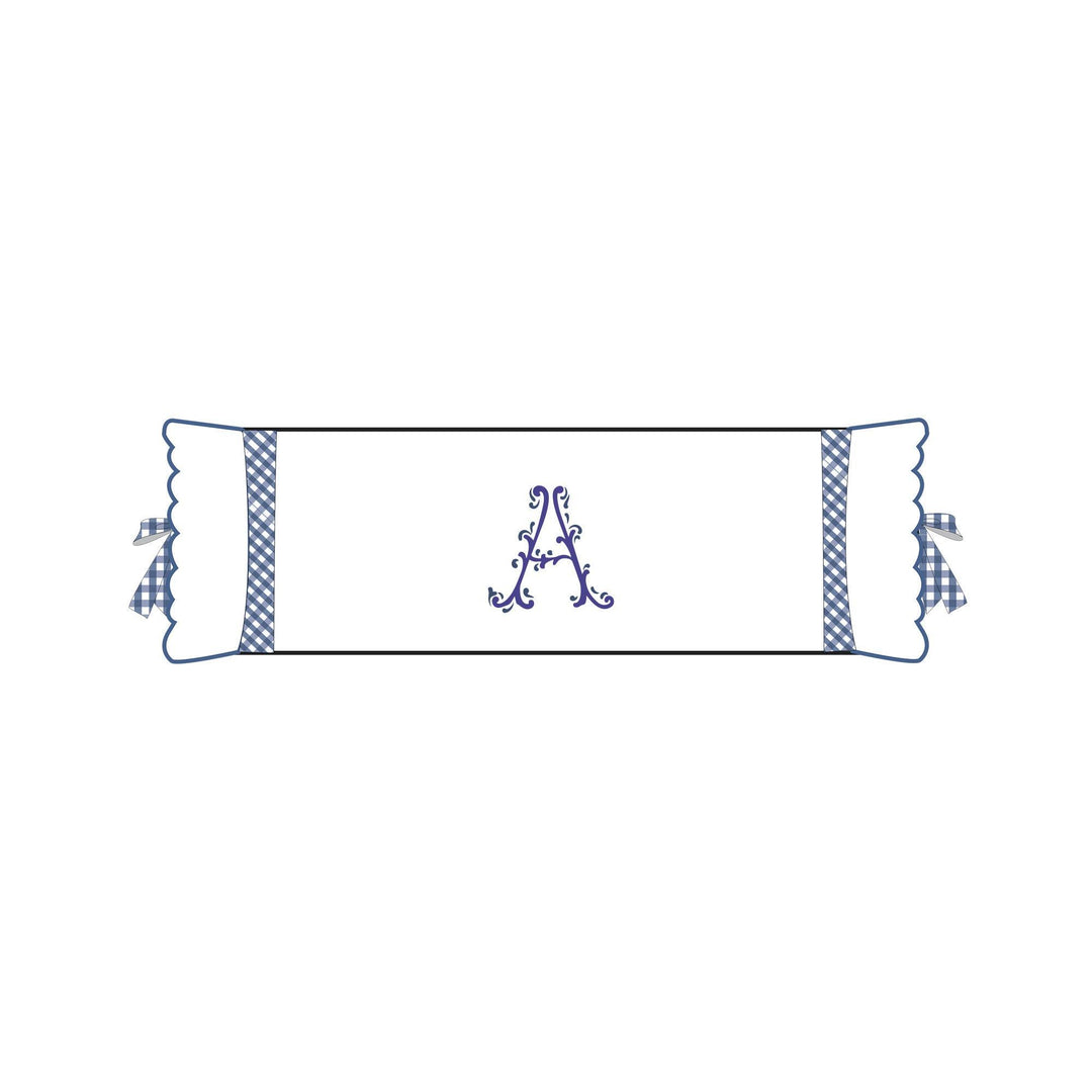 Seferî Flower Garden Bolster Cushion Cover with Monogram Embroidery - Blue