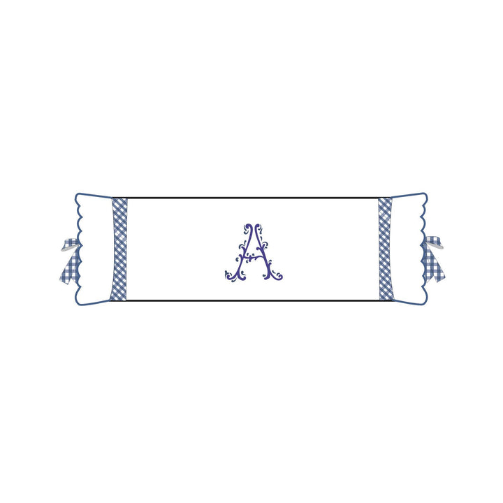 Seferî Flower Garden Bolster Cushion Cover with Monogram Embroidery - Blue
