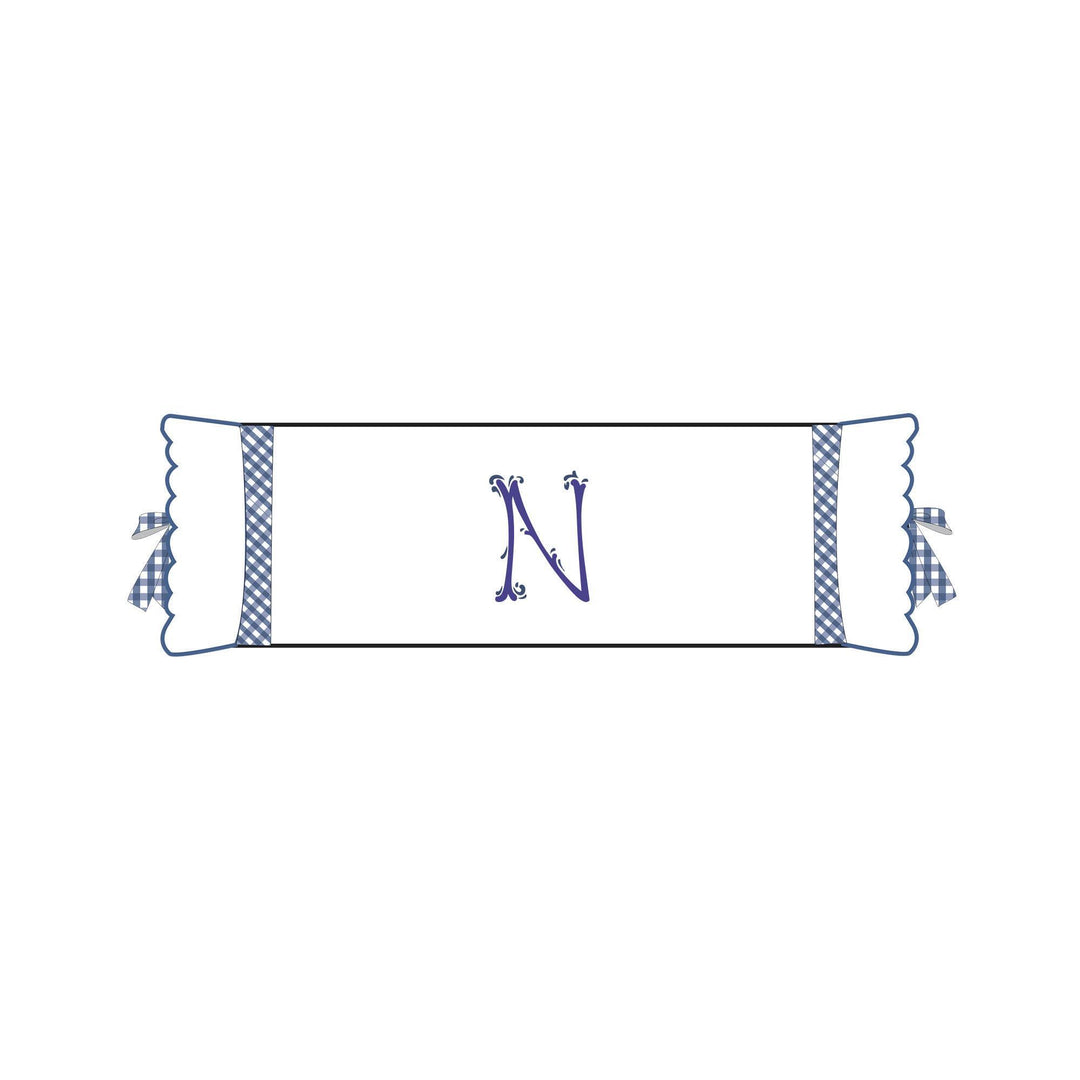 Seferî Flower Garden Bolster Cushion Cover with Monogram Embroidery - Blue