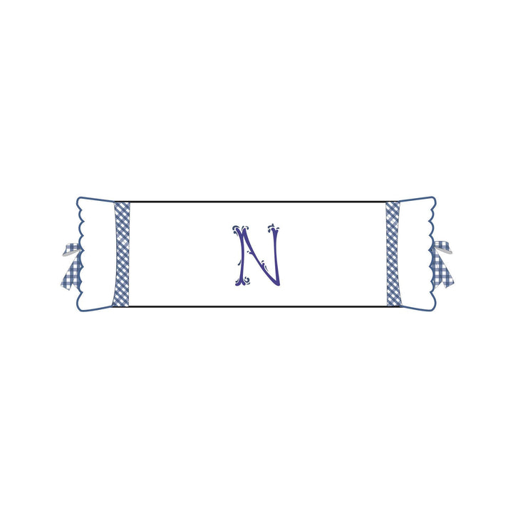 Seferî Flower Garden Bolster Cushion Cover with Monogram Embroidery - Blue