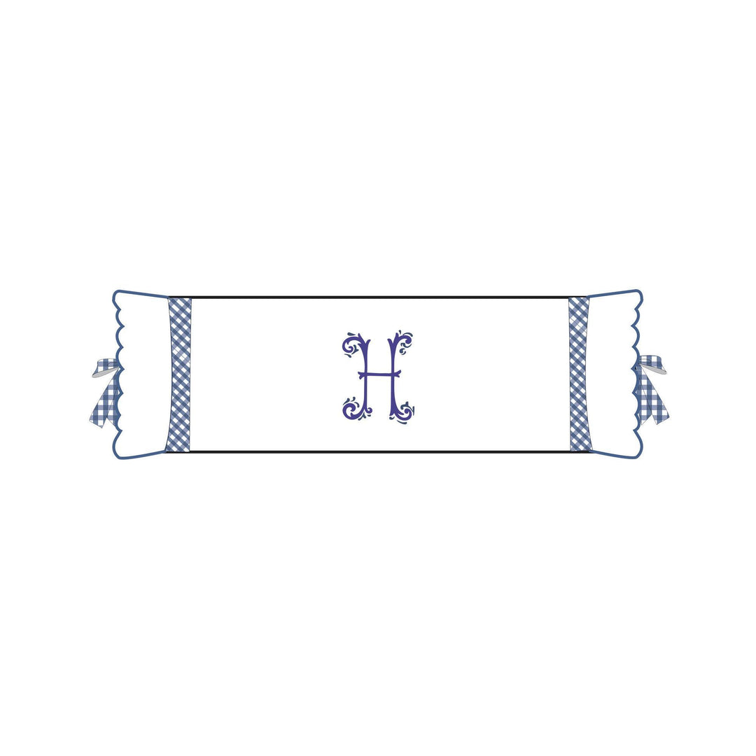 Seferî Flower Garden Bolster Cushion Cover with Monogram Embroidery - Blue