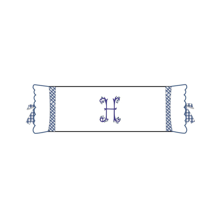 Seferî Flower Garden Bolster Cushion Cover with Monogram Embroidery - Blue