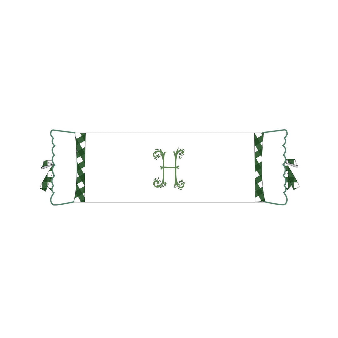 Seferî Flower Garden Bolster Cushion Cover with Monogram Embroidery - Green