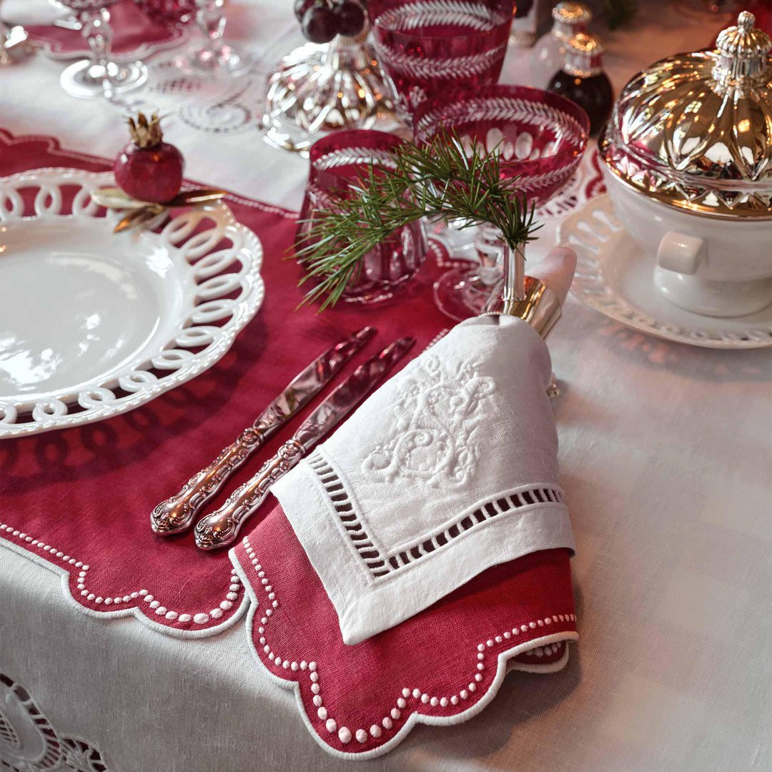 Seferî Heritage Linen Napkin with Openwork Embroidery
