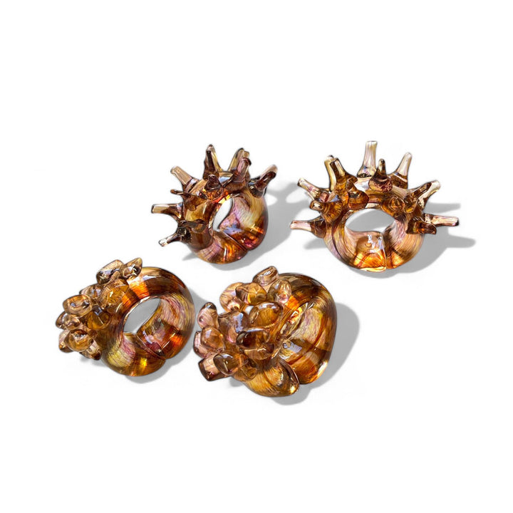 Glass Napkin Holders - Amber - Set Of 4