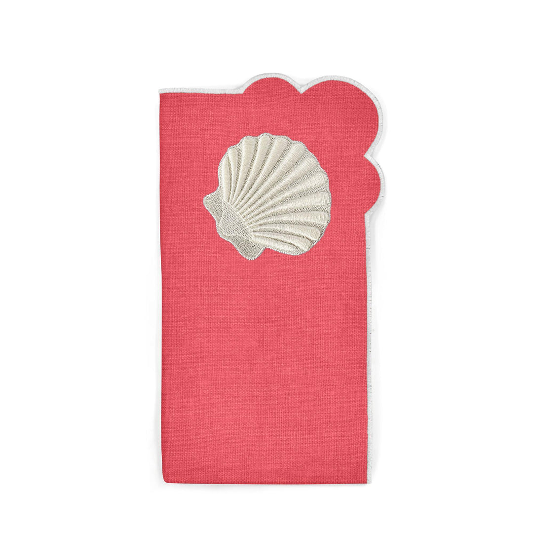 Seferî Embroidered Napkin - Under the Sea - Coral - Set of 4