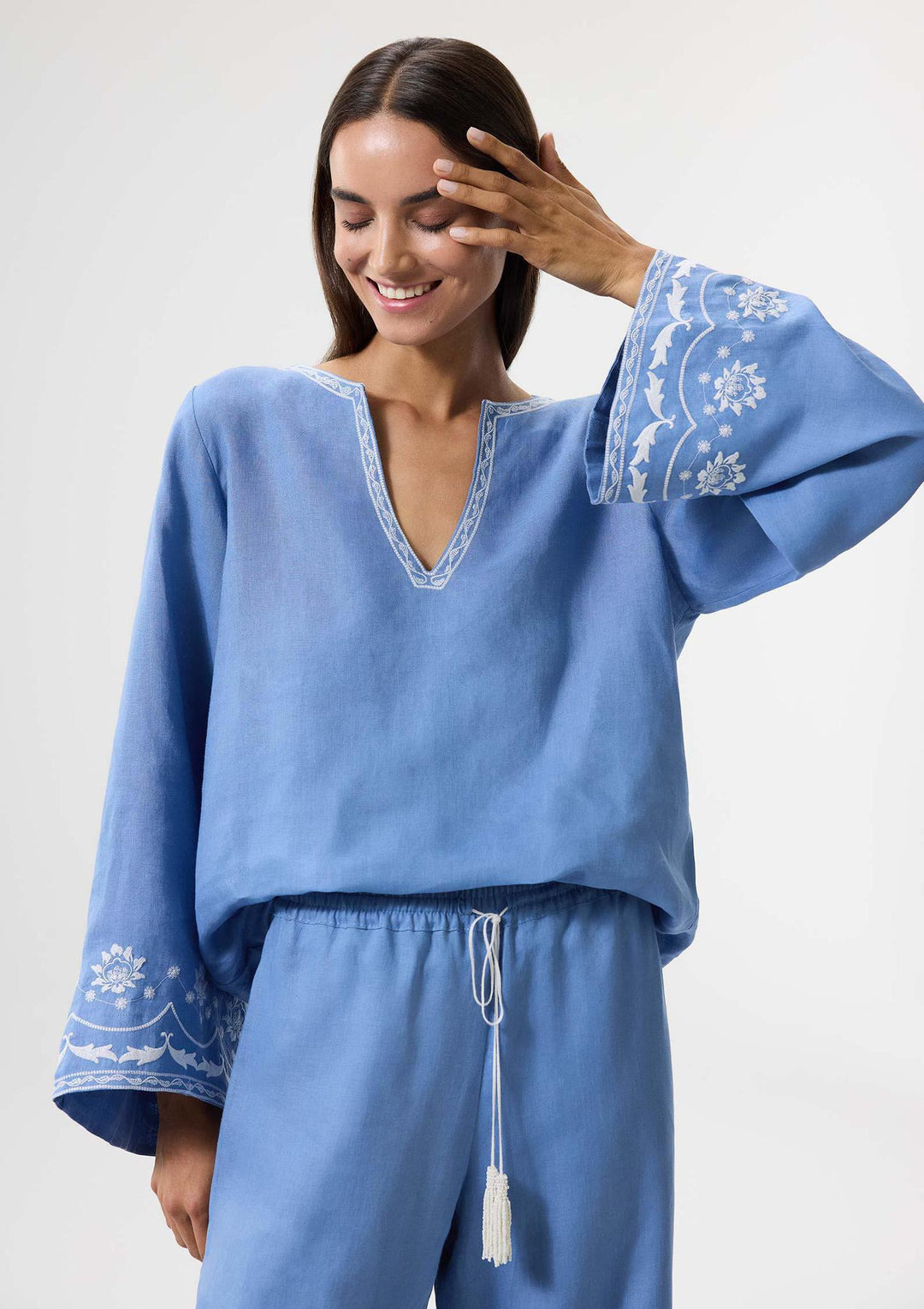 Bloom Embroidered Blouse - Blue