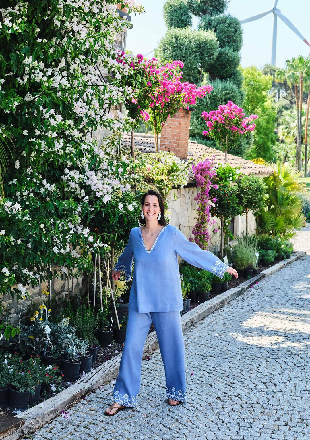 Bloom Embroidered Blouse - Blue