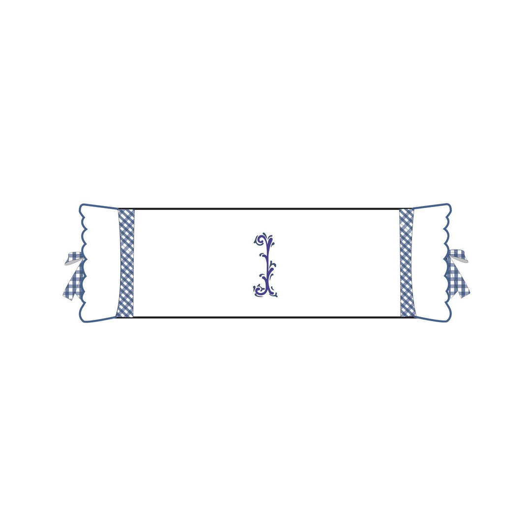Seferî Flower Garden Bolster Cushion Cover with Monogram Embroidery - Blue