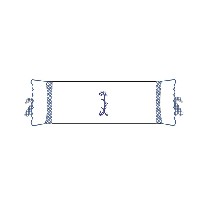 Seferî Flower Garden Bolster Cushion Cover with Monogram Embroidery - Blue