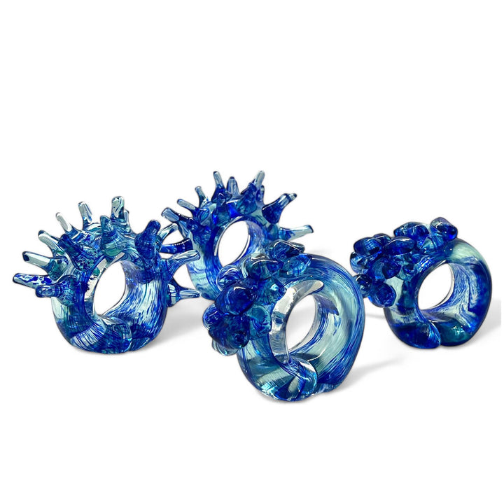 Glass Napkin Holders - Blue - Set Of 4