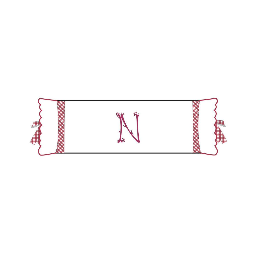 Seferî Flower Garden Bolster Cushion Cover with Monogram Embroidery - Pink