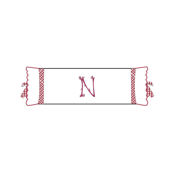 Seferî Flower Garden Bolster Cushion Cover with Monogram Embroidery - Pink