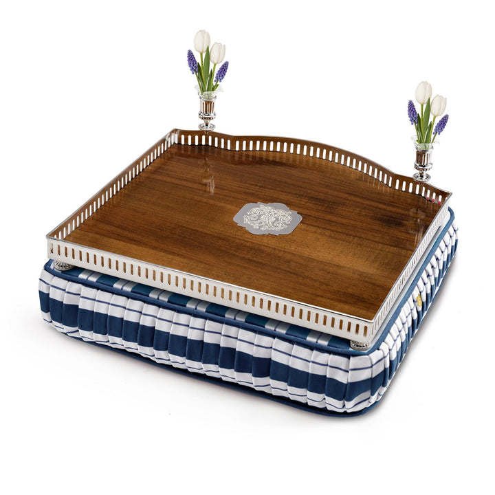 Seferî Ottoman Stripe Day & Night Base Cushion - White/Blue