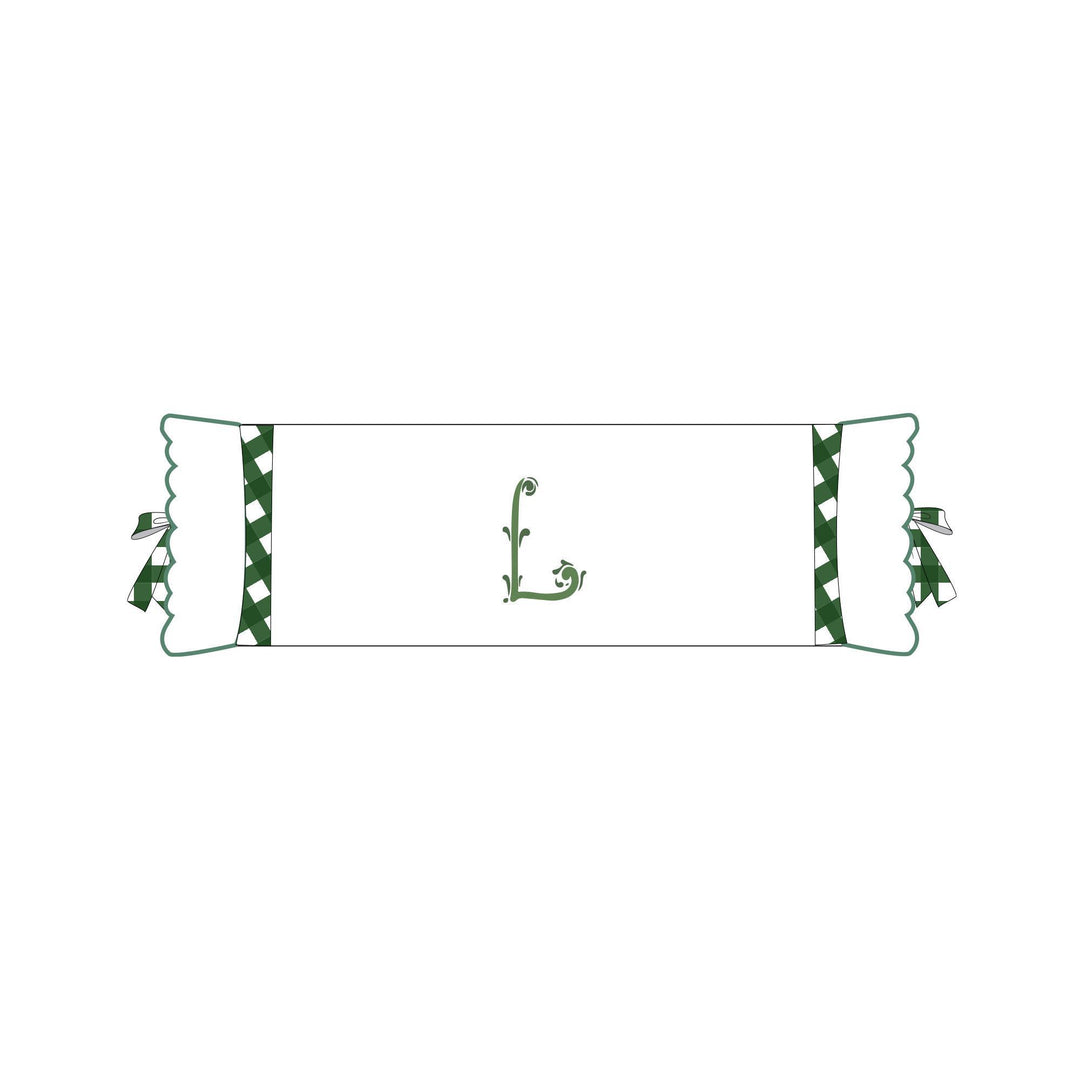 Seferî Flower Garden Bolster Cushion Cover with Monogram Embroidery - Green