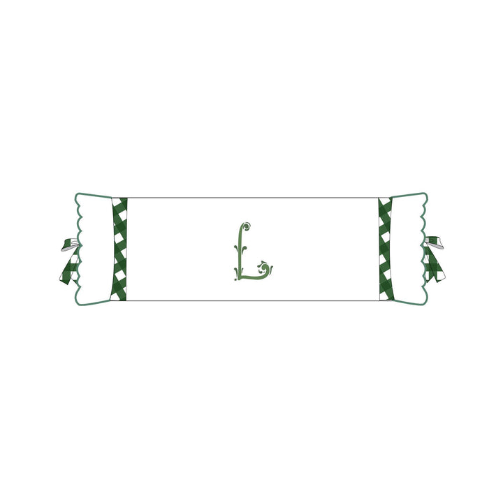 Seferî Flower Garden Bolster Cushion Cover with Monogram Embroidery - Green