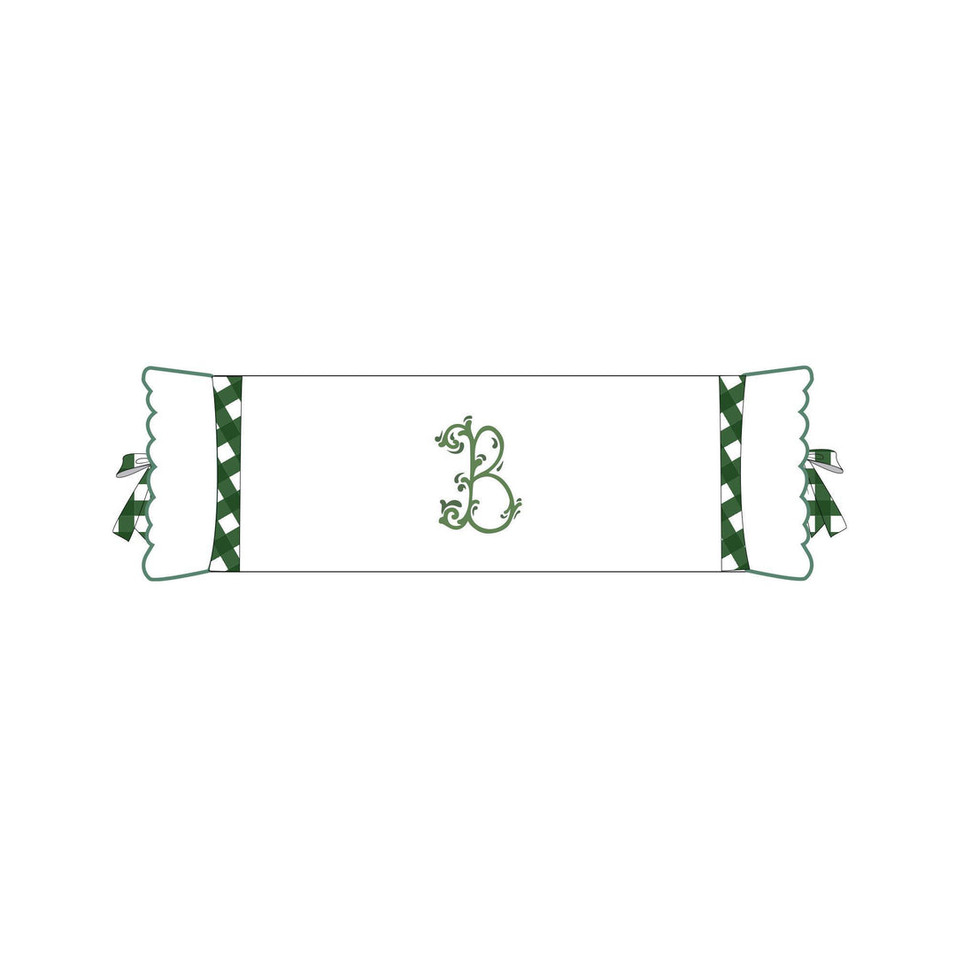 Seferî Flower Garden Bolster Cushion Cover with Monogram Embroidery - Green