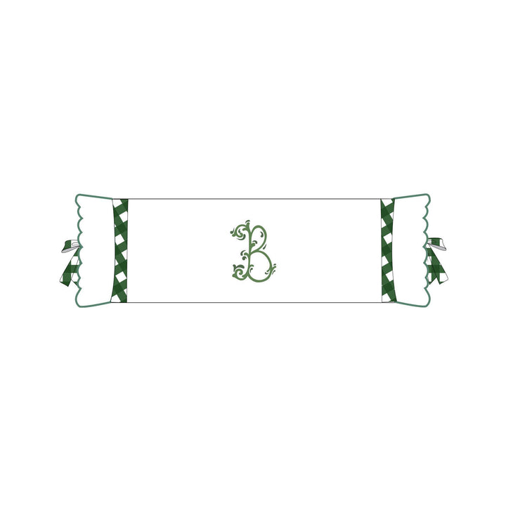 Seferî Flower Garden Bolster Cushion Cover with Monogram Embroidery - Green