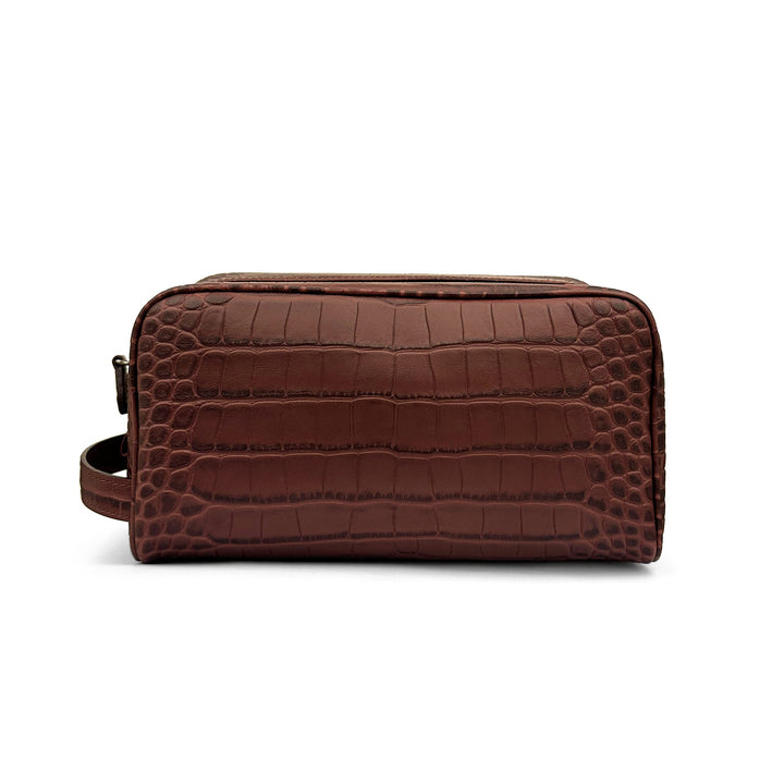 Crocodile Effect Leather Cosmetic Bag