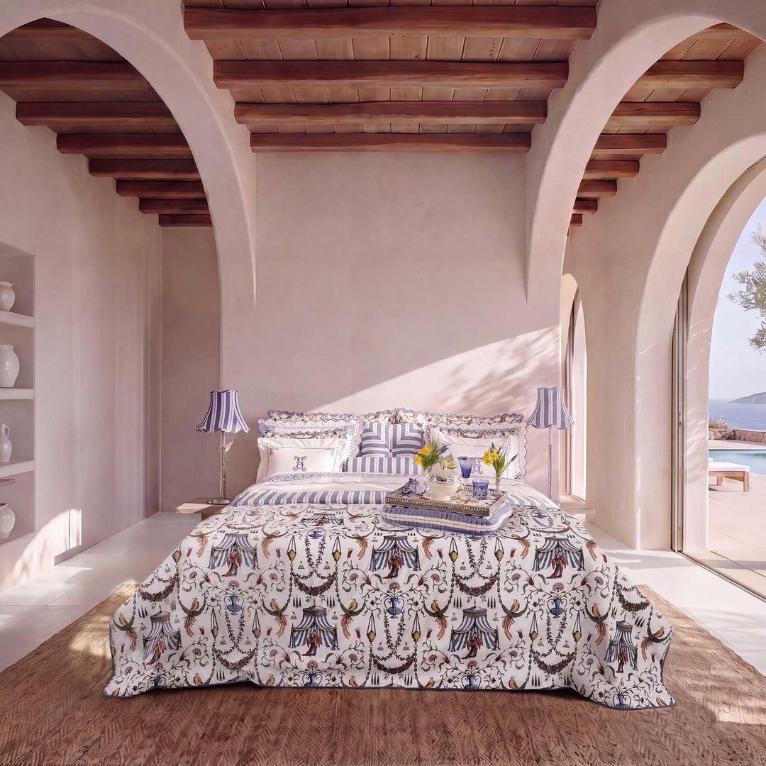 Seferî Bed Cover - White/Blue