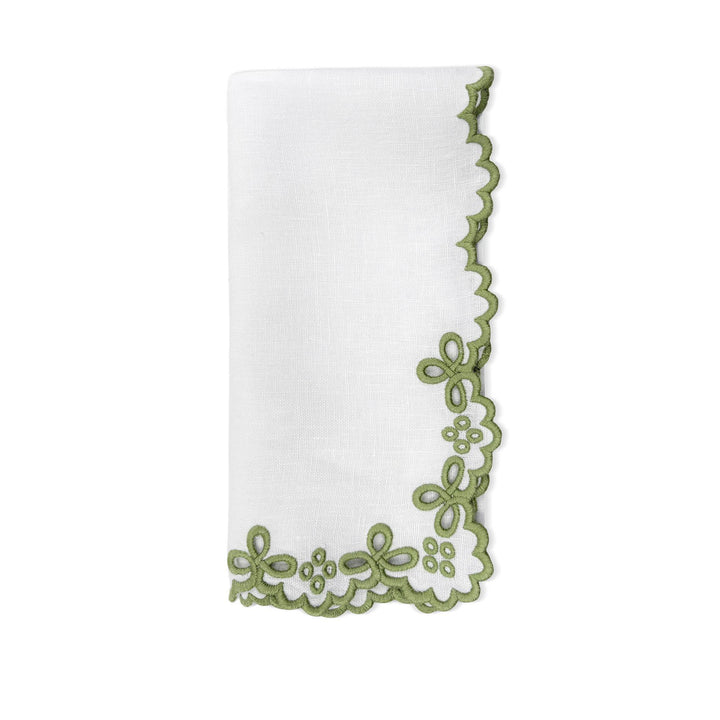 Seferî Linen Napkin with Light Green Embroidery