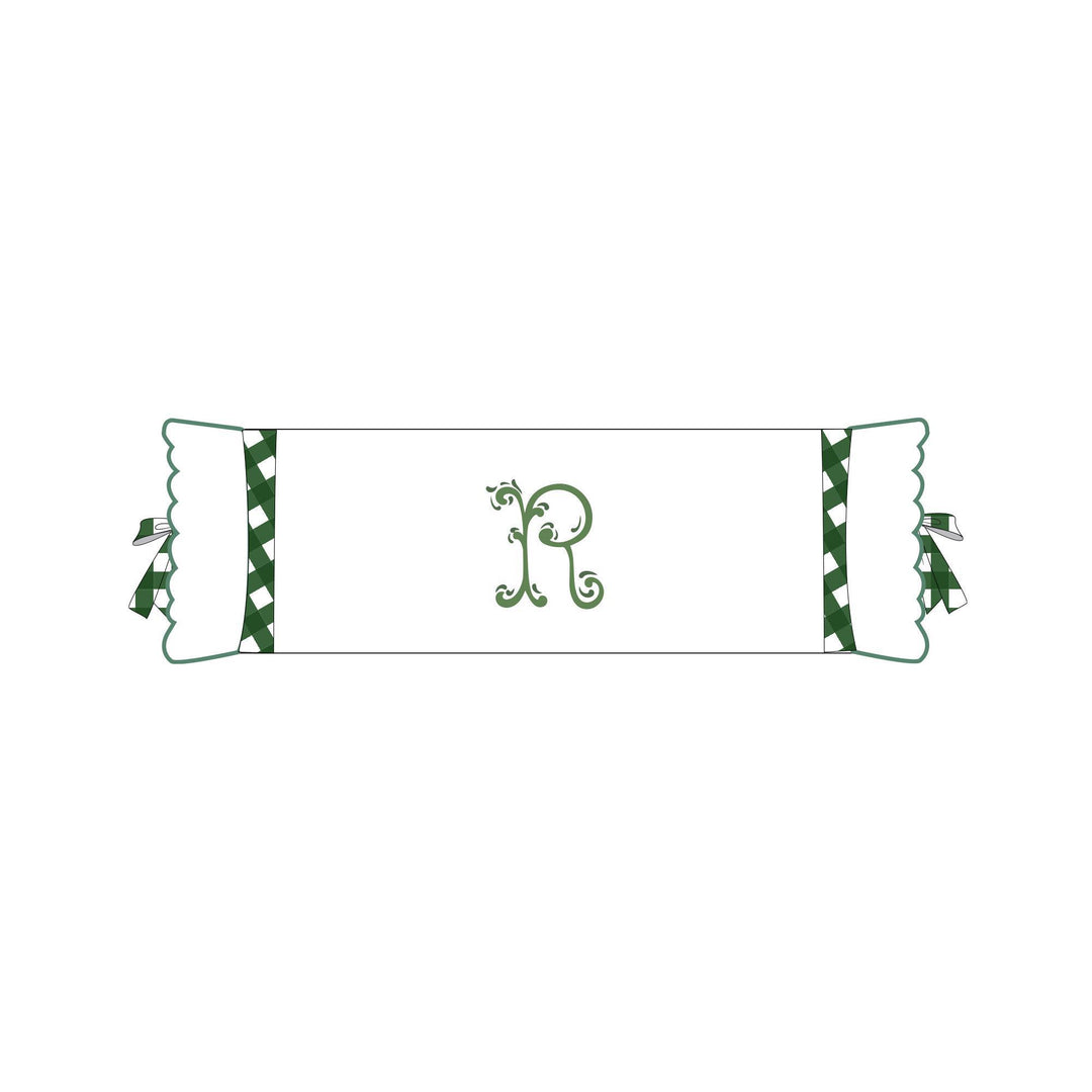 Seferî Flower Garden Bolster Cushion Cover with Monogram Embroidery - Green