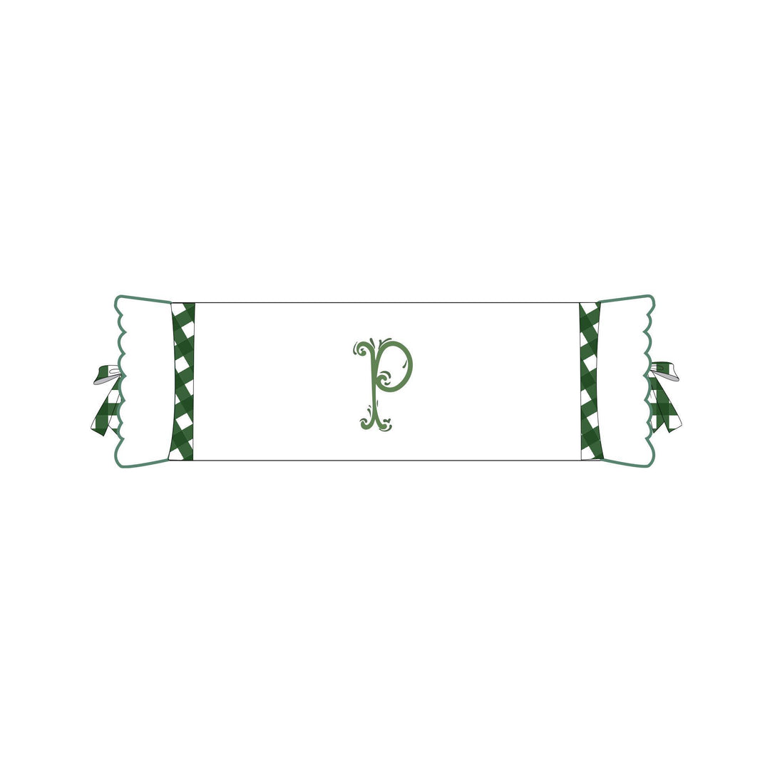 Seferî Flower Garden Bolster Cushion Cover with Monogram Embroidery - Green