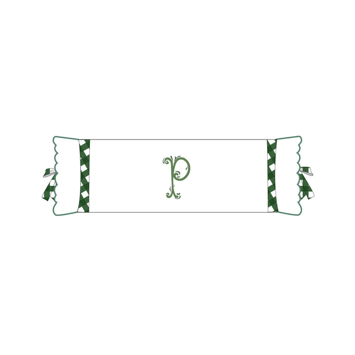 Seferî Flower Garden Bolster Cushion Cover with Monogram Embroidery - Green