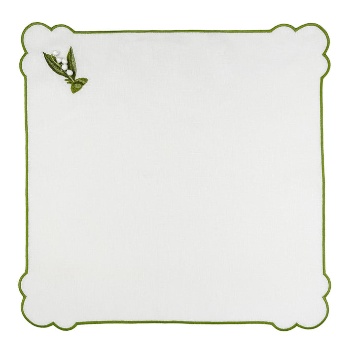 Seferî Embroidered Napkin - Lily of the Valley - White - Set of 4
