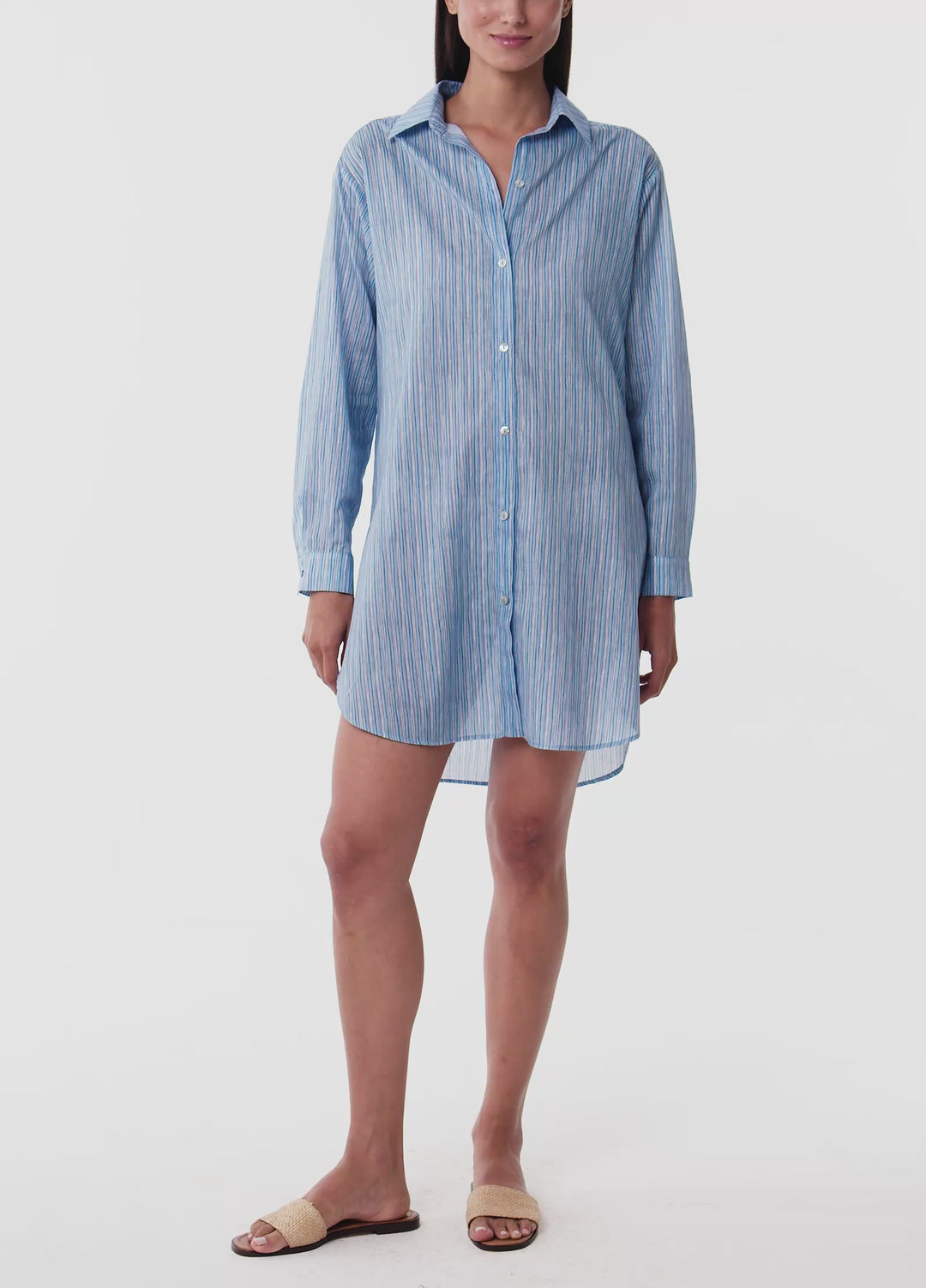 Shoreline Shirt Dress - Blue