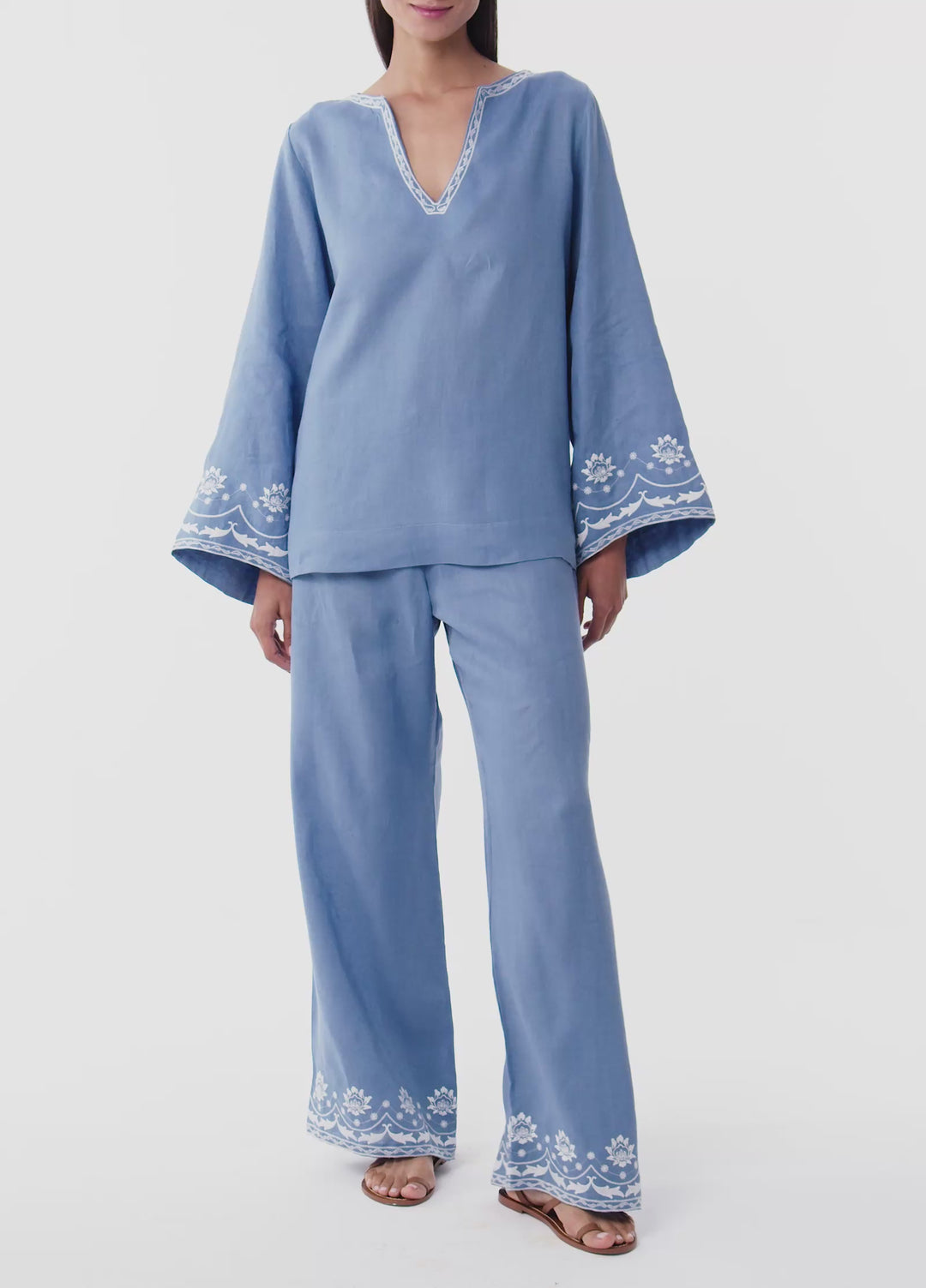 Bloom Embroidered Blouse - Blue