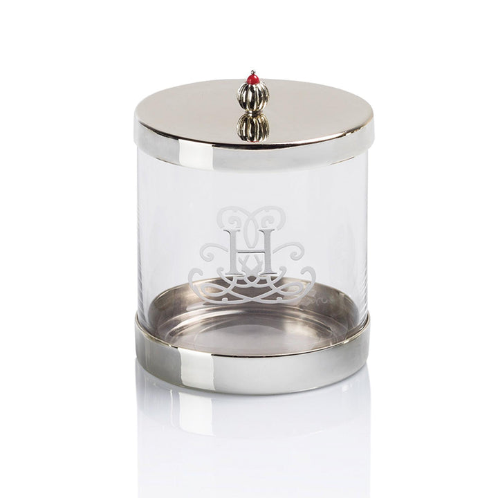 H Damask Jar - Silver