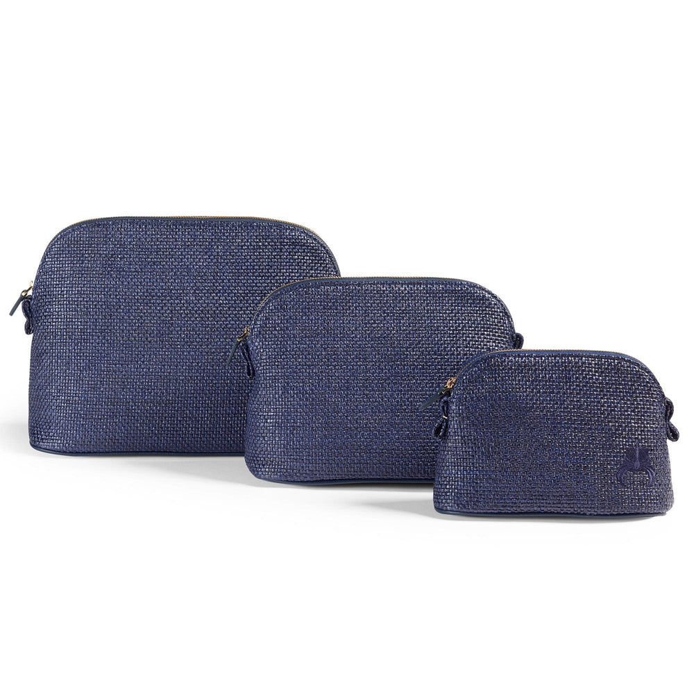 Raffia Make-up Bag - Navy