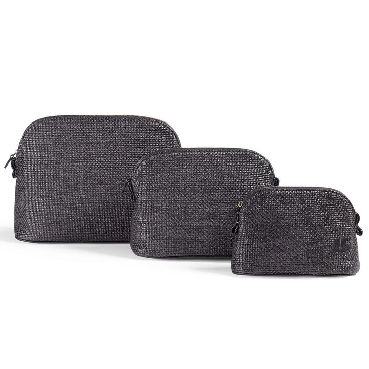 Raffia Make-up Bag - Black