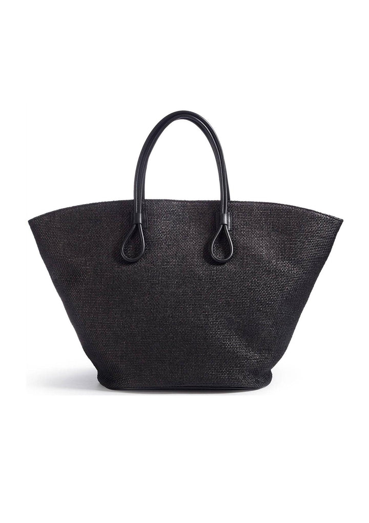 Raffia Beach Bag - Leather Handle